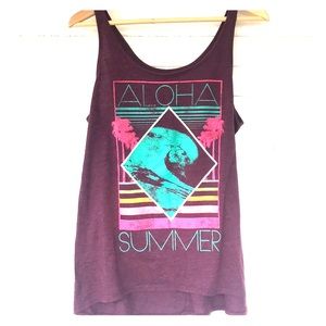 🐢⚡️Women’s L Maroon Screen Tank Summer Message